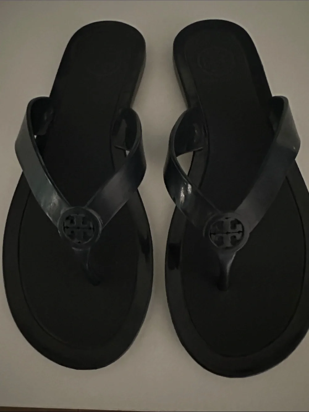 Tory Burch Navy / Black Logo Jelly Thong Sandals